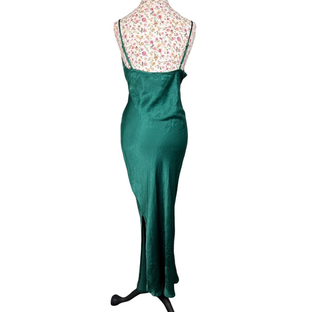 Anthropologie Emerald Green Satin Maxi Slip Dress - Picture 2 of 6